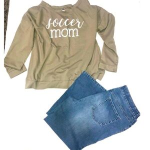 Next Level Sweatshirt and Terra Sky Capri Jeans XXL/16W